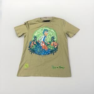Rick & Morty T-Shirt Sz L Sage Graphic Tee Short Sleeve Adult Swim High Quality